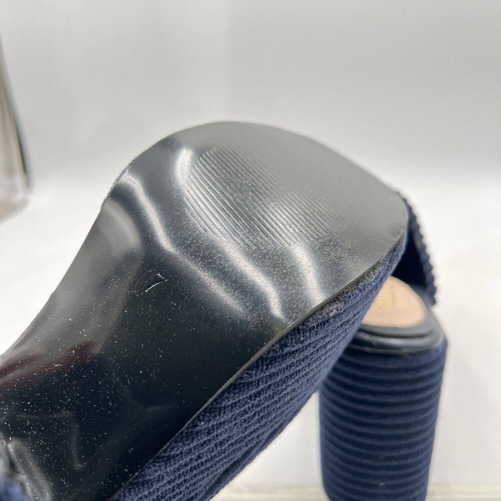 Pazzion Dark Blue Platform Rounded Toe Mules Clogs Slip On Chunky Heel Shoe - Picture 6 of 8